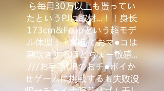 【J●时代からP活&爱人契约していた长身巨乳PJ】おじから毎月30万以上も贳っていたというPJに取材...！！身长173cm&Fcupという超モデル体型！！加えておマ●コは潮吹きするほどちょー敏感...///お手当UPのおチ●ポイかせゲームに挑戦するも失败没収→チャイナ服着せゴム无し生挿入！Gスポ直